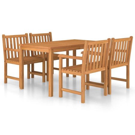 Ensemble de salle à manger de jardin 5 pièces 140 x 80 cm en bois de teck massif