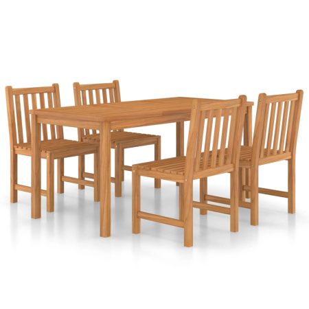 Ensemble de salle à manger de jardin 5 pièces 160 x 80 cm en bois de teck massif