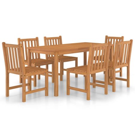 Ensemble de salle à manger de jardin 7 pièces 160 x 80 cm en bois de teck massif