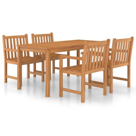 Ensemble de salle à manger de jardin 5 pièces 160 x 80 cm en bois de teck massif