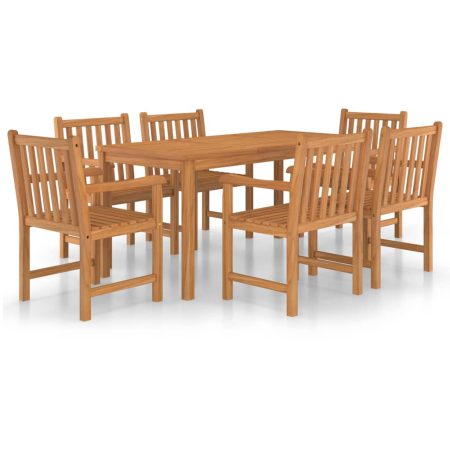 Ensemble de salle à manger de jardin 7 pièces 160 x 80 cm en bois de teck massif