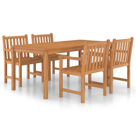 Ensemble de salle à manger de jardin 5 pièces 180 x 90 cm en bois de teck massif