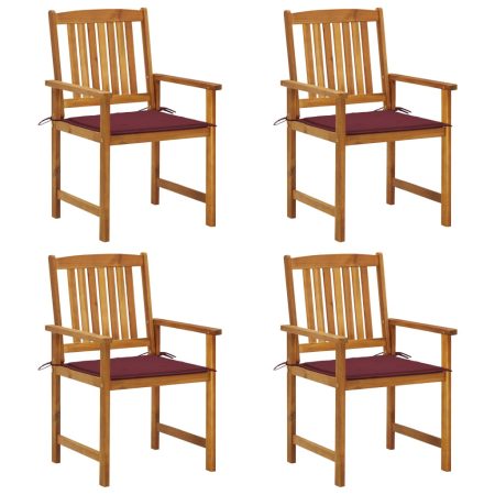 Chaises de jardin avec coussins lot de 4 Bois d'acacia massif