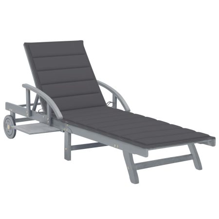 Chaise longue de jardin avec coussin Bois d'acacia solide