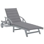 Chaise longue de jardin avec coussin Bois d'acacia solide