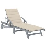 Chaise longue de jardin avec coussin Bois d'acacia solide