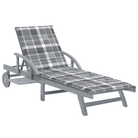 Chaise longue de jardin avec coussin Bois d'acacia solide
