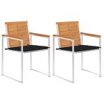 Chaises de jardin avec coussins lot de 2 Acacia solide et acier