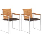 Chaises de jardin avec coussins lot de 2 Acacia solide et acier