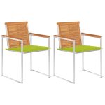 Chaises de jardin avec coussins lot de 2 Acacia solide et acier
