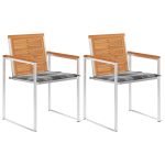 Chaises de jardin avec coussins lot de 2 Acacia solide et acier