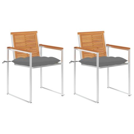 Chaises de jardin avec coussins lot de 2 Acacia solide et acier