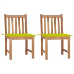 Chaises de jardin lot de 2 avec coussins Bois de teck massif
