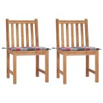 Chaises de jardin lot de 2 avec coussins Bois de teck massif
