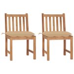 Chaises de jardin lot de 2 avec coussins Bois de teck massif