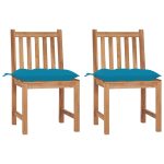 Chaises de jardin lot de 2 avec coussins Bois de teck massif