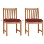Chaises de jardin lot de 2 avec coussins Bois de teck massif