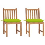 Chaises de jardin lot de 2 avec coussins Bois de teck massif