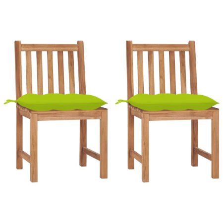 Chaises de jardin lot de 2 avec coussins Bois de teck massif