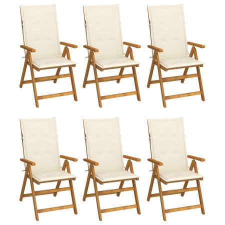 Chaises pliables de jardin lot de 6 avec coussins Bois d'acacia