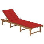 Chaise longue pliable avec coussin Bois d'acacia solide
