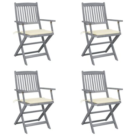 Chaises pliables d'extérieur lot de 4 et coussins Bois d'acacia