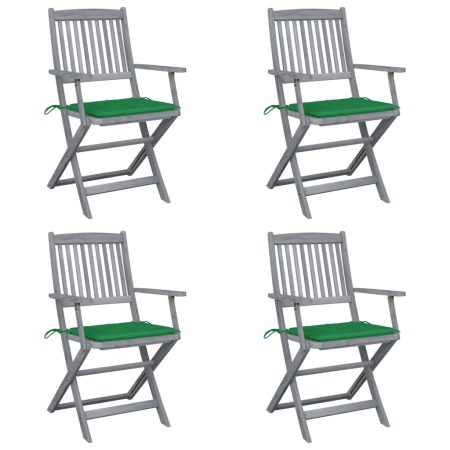 Chaises pliables d'extérieur lot de 4 et coussins Bois d'acacia