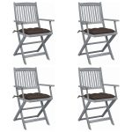 Chaises pliables d'extérieur lot de 4 et coussins Bois d'acacia