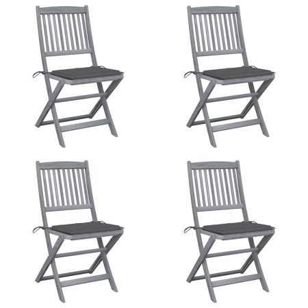 Chaises pliables d'extérieur lot de 4 et coussins Bois d'acacia