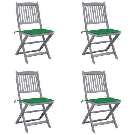 Chaises pliables d'extérieur lot de 4 et coussins Bois d'acacia