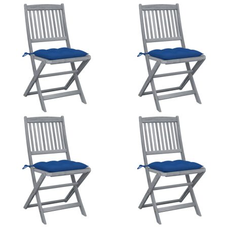 Chaises pliables d'extérieur lot de 4 et coussins Bois d'acacia