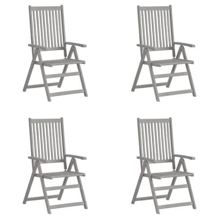 Chaises inclinables de jardin lot de 4 Gris Bois solide acacia