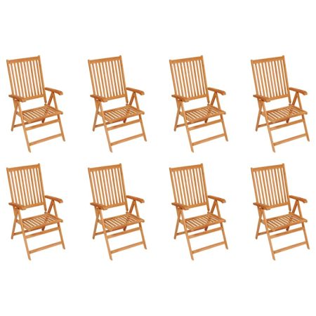 Chaises inclinables de jardin lot de 8 Bois de teck solide