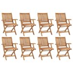 Chaises pliables de jardin lot de 8 Bois de teck solide