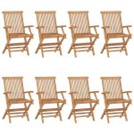 Chaises de jardin lot de 8 Bois de teck massif