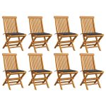 Chaises de jardin avec coussins anthracite lot de 8 Teck massif