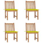Chaises de jardin lot de 4 avec coussins Bois de teck massif