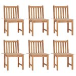 Chaises de jardin lot de 6 avec coussins Bois de teck massif