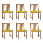 Chaises de jardin lot de 6 avec coussins Bois de teck massif