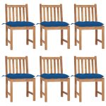 Chaises de jardin lot de 6 avec coussins Bois de teck massif