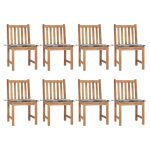 Chaises de jardin lot de 8 avec coussins Bois de teck massif