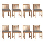 Chaises de jardin lot de 8 avec coussins Bois de teck massif