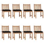 Chaises de jardin lot de 8 avec coussins Bois de teck massif