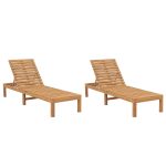 Chaises longues lot de 2 Bois de teck solide