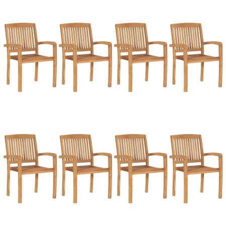 Chaises de jardin empilables 8 pcs Bois de teck solide