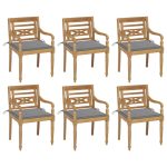 Chaises Batavia avec coussins lot de 6 Bois de teck solide