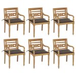 Chaises Batavia avec coussins lot de 6 Bois de teck solide