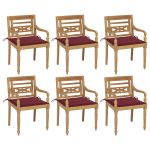Chaises Batavia avec coussins lot de 6 Bois de teck solide