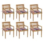 Chaises Batavia avec coussins lot de 6 Bois de teck solide