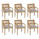 Chaises Batavia avec coussins lot de 6 Bois de teck solide